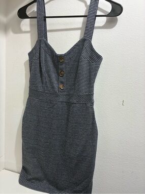 Abercrombie & Fitch Navy Check Button-Front Mini Dress